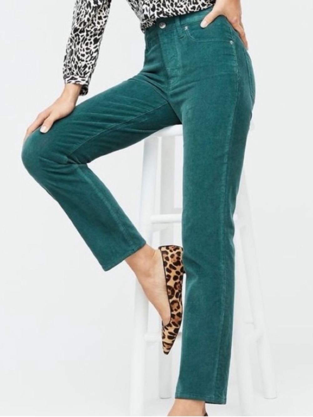 J. Crew Vintage Straight Corduroy Pants Green Fall Stretch Cotton